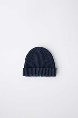 GORRO PUNTO EFECTO LAVADO / Azul tinta
