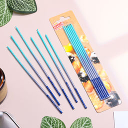 Набор свечей в торт, 6 штук Happy, 17 см, голубой с синим - Страна карнавалия фото 2