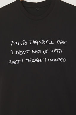 TRENDYOL MAN Siyah Oversize/Genis Kesim Yaz? Nak?sl? %100 Pamuk T-Shirt TMNSS25TS00203 - Trendyolmilla фото 7