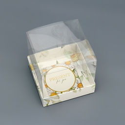 Цена за 5 шт. Коробка сборная с PVC крышкой, «Ромашки», 10×10×10 см