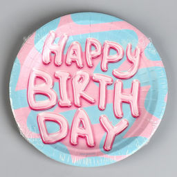 Цена за 10 шт. Тарелка бумажная Happy Birthday, 18 см - Страна карнавалия фото 12