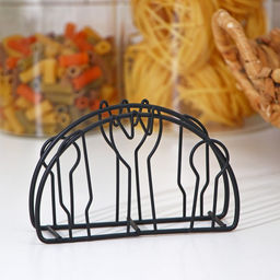 Цена за 2 шт. Салфетница Доляна «Столовые приборы»,13×3.5×8 см, чёрная