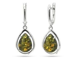 Серьги из серебра янтарь, СП34з