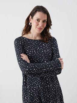 Bisiklet Yaka Leopar Desenli Bluz