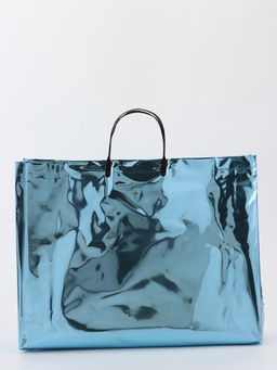 Пакет подарочный ПВХ, голография, голубой, пластиковая ручка, 44×33×12 см