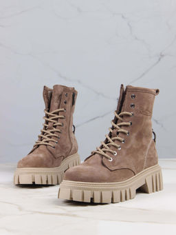 Ботинки 329.21153bе. серо коричневый замша/Байка