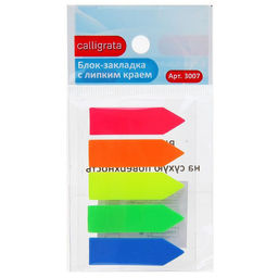 Блок закладка с липким краем Стрелки 12 мм х 43 мм, пластик, 5 цветов по 24 листа, флуоресцентный, в блистере - Calligrata фото 3