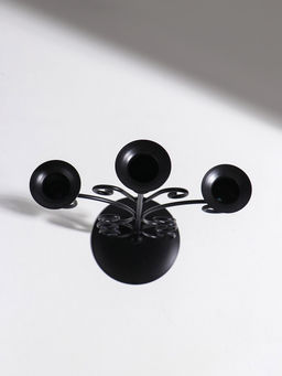 Подсвечник на 3 свечи «С завитками», металл, d=2.5 см, чёрный, 19×11×30 см