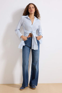 TRENDYOLMILLA Mavi Yuksek Bel Wide Leg Jeans TWOSS22JE0242  фото 17