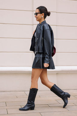 Siyah Oversize Kal?p Suni Deri Ince Ceket Mont TWOAW26MO00034 - Trendyolmilla фото 8