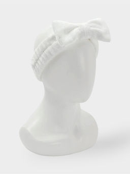 Повязка для умывания Доляна «Бантик», микрофибра, белая