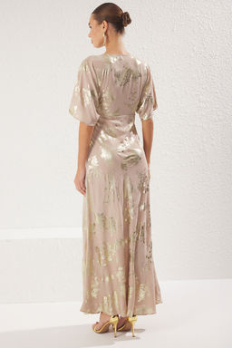 TRENDYOLMILLA Bej A-Kesim Krep Dokuma Uzun S?k Abiye & Mezuniyet Elbise TPRSS25AE00113  фото 4