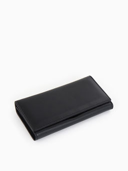 Кошелек жен 06-01-01 Июнь2523, 19*3*10 см, 3 отд+отд/молн, д/карт, д/монет, на магните черн   109097