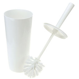 Ерш унитазный пластмассовый "Стар" д11см, h38см, с подставкой h24см, белый (Россия)