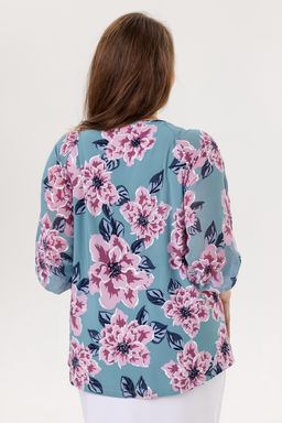 Блузка женская 7029-23/02/Бирюзовый, розовый
