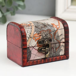 Шкатулка для украшений «Сундук. Карта», для мелочи, дерево, 6×6×9 см