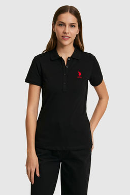 Kad_n Siyah Polo Yaka Basic Ti__rt