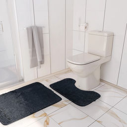 Набор ковриков для ванной и туалета Доляна Пушистик, 2 шт, 40?50, 50?80 см, цвет серый  фото 7