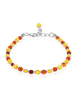 Пёстрый браслет из натурального балтийского янтаря разных оттенков Карамель