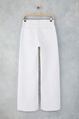 Beyaz Yuksek Bel Nervur Detayl? Paca Kesikli Wide Leg Jeans TWOSS25JE00310 - Trendyolmilla фото 6