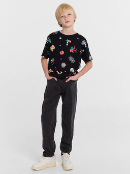 Футболка для мальчиков черная с новогодним принтом - Mark formelle фото 3
