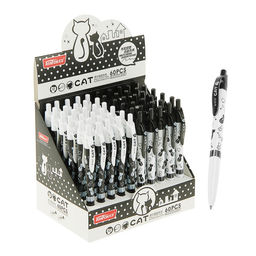 Цена за 60 шт. Ручка шариковая, автоматическая Кошки, 0.5 мм, стержень синий, корпус с рисунком, корпус МИКС