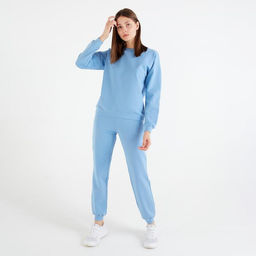 Костюм женский (свитшот, брюки) MINAKU: Casual Collection, размер 52, голубой
