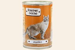 Кошачье Счастье ж/б 410 г. Индейка в желе 1/20 4607048072561