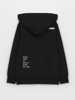 Bask?l? Uzun Kollu Erkek ?ocuk Hoodie