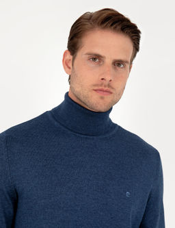 _ndigo Melanj Slim Fit Bal_k__ Yaka Basic Triko Kazak