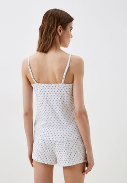 Белый пижамный комплект в мелкий черный горошек - Deseo фото 4