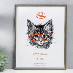 Фоторамка для фото 40×50 см Elena, пластик, серый с золотом, (пластиковый экран)