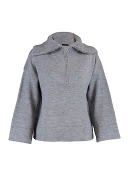 Gri Genis Kal?p Yumusak Dokulu Basic Triko Kazak TWOAW23KZ00236