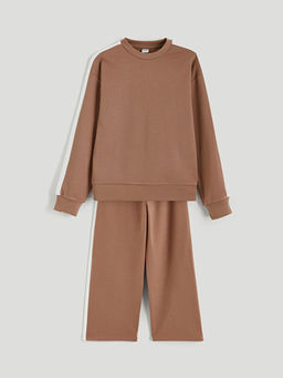 Bisiklet Yaka K?z ?ocuk Sweatshirt ve E?ofman Alt?