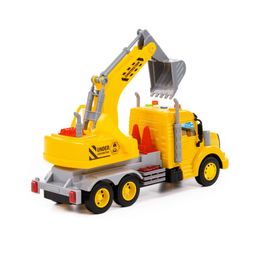 Профи, автомобиль-экскаватор инерционный (со светом и звуком) (жёлтый) (в коробке) - Полесье фото 5