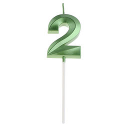 Цена за 2 шт. Свеча в торт на шпажке «Цифра 2», зеленая, 5 см