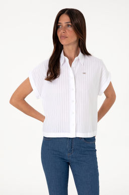 Kad_n Beyaz _izgili K_sa Kollu G_mlek Sepette S_rpriz _ndirim - U.s. polo assn фото 3