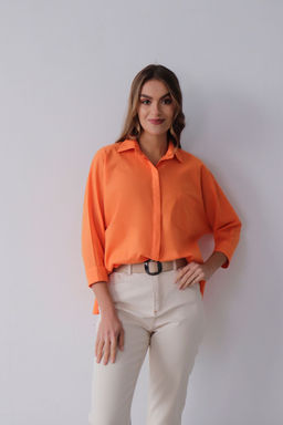 11368 Рубашка с цельнокроенными рукавами оранжевая - Martichelli фото 6