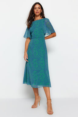 Fusya Animal Desenli A Kesim Melek Kol Astarl? Sifon Ucus Ucus Dokuma Midi Elbise TWOSS23EL01372 - Trendyolmilla фото 25