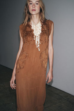 ZW COLLECTION GATHERED EMBROIDERED DRESS - Zara фото 16