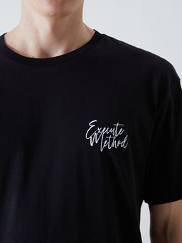 Bisiklet Yaka K?sa Kollu Bask?l? Penye Erkek Ti??rt