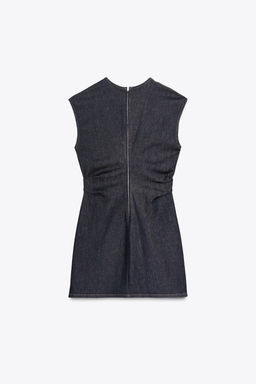 TRF DRAPED DENIM SHORT DRESS - Zara фото 6