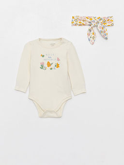 Bisiklet Yaka Uzun Kollu Bask?l? K?z Bebek ??t??tl? Body Pantolon ve Sa? Band? 3l? Tak?m - Waikiki фото 2