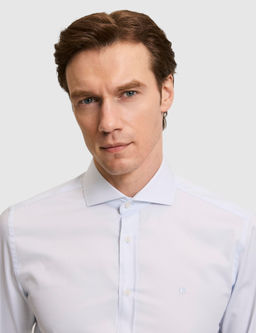 A__k Mavi Slim Fit Pamuk Klasik G_mlek