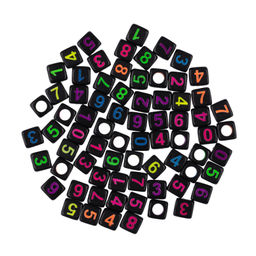 Бусина Hobbius пластик ABFB-04 6 х 6 мм 10 х 50 шт №01 прозрачные с цветными цифрами