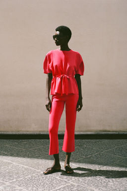 PANTAL?N FLARE PUNTO / Coral rojo