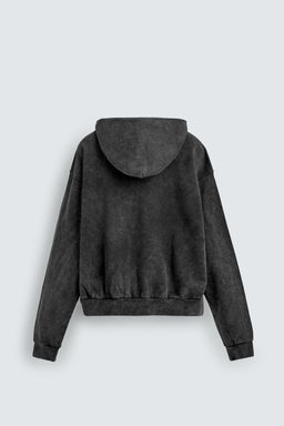 SUDADERA LAVADA CREMALLERA CAPUCHA / Antracita oscuro - Zara фото 8