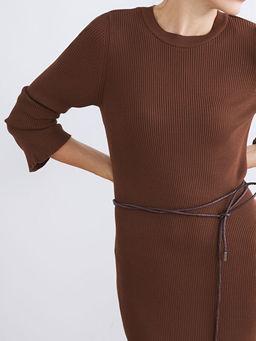 Bisiklet Yaka Triko Elbise