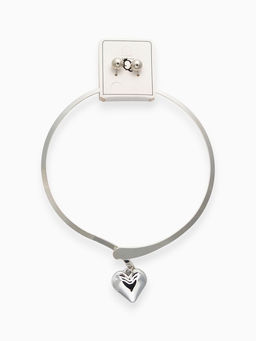 Набор 2 предмета: серьги, чокер «Обруч» сердце, цвет серебро