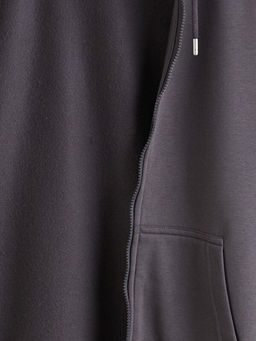 Kap??onlu Uzun Kollu Erkek Fermuarl? Sweatshirt